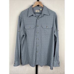 L.L. Bean Button Up Shirt Mens Large Vintage Blue Plaid Outdoors Classic Casual
